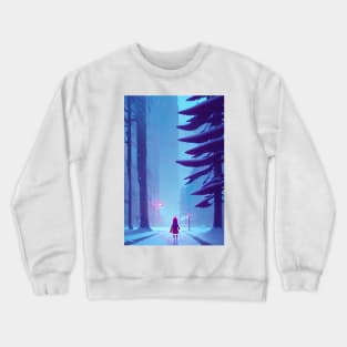 Anime Girl Snowy City Christmas Landscape Crewneck Sweatshirt